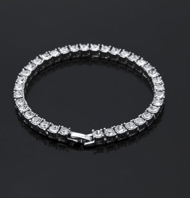 Tin Alloy Gold Color Iced Bracelet - Men's Hip Hop Chain Street Rock Jewelry