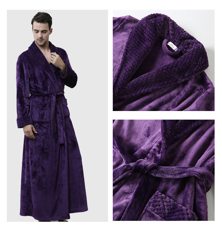 Men's Winter Coral Fleece Nightgown - Homewear Thickened Pajamas