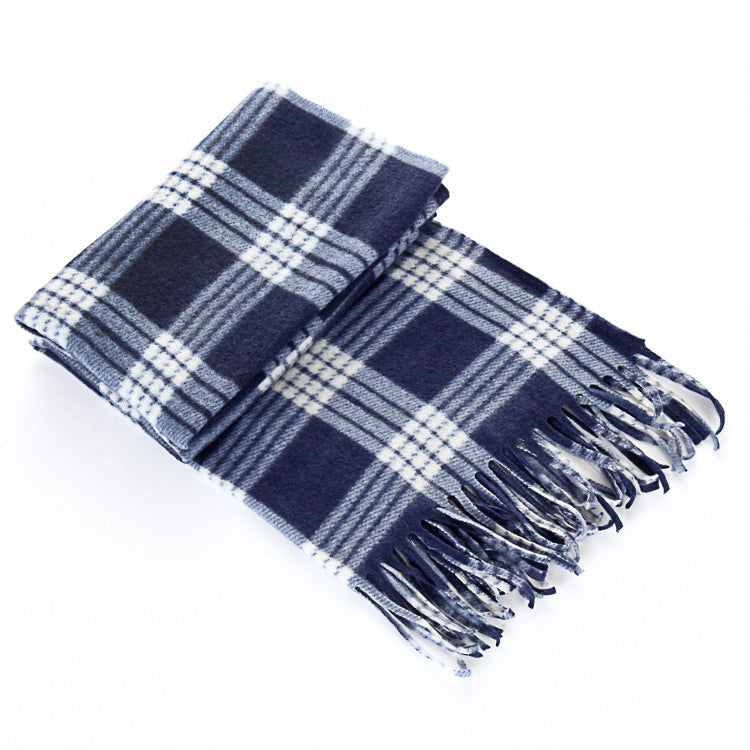 Autumn And Winter Black And White Plaid Plus-sized Thick Thermal Men's And Women's Scarf