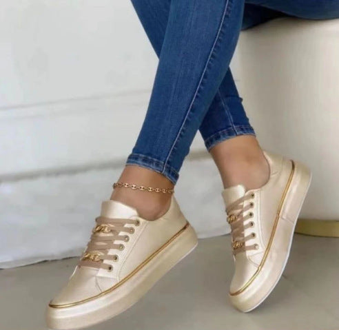 Chain Flats Shoes - Thick Bottom Loafers For Walking, Sports Shoes For Women