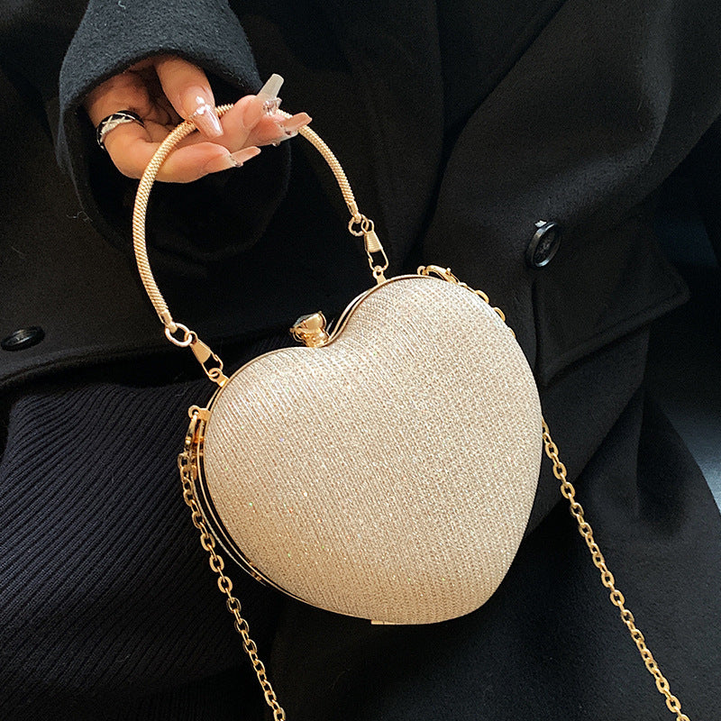New Fashion Chain Crossbody Bag - Handheld Peach Heart Bag