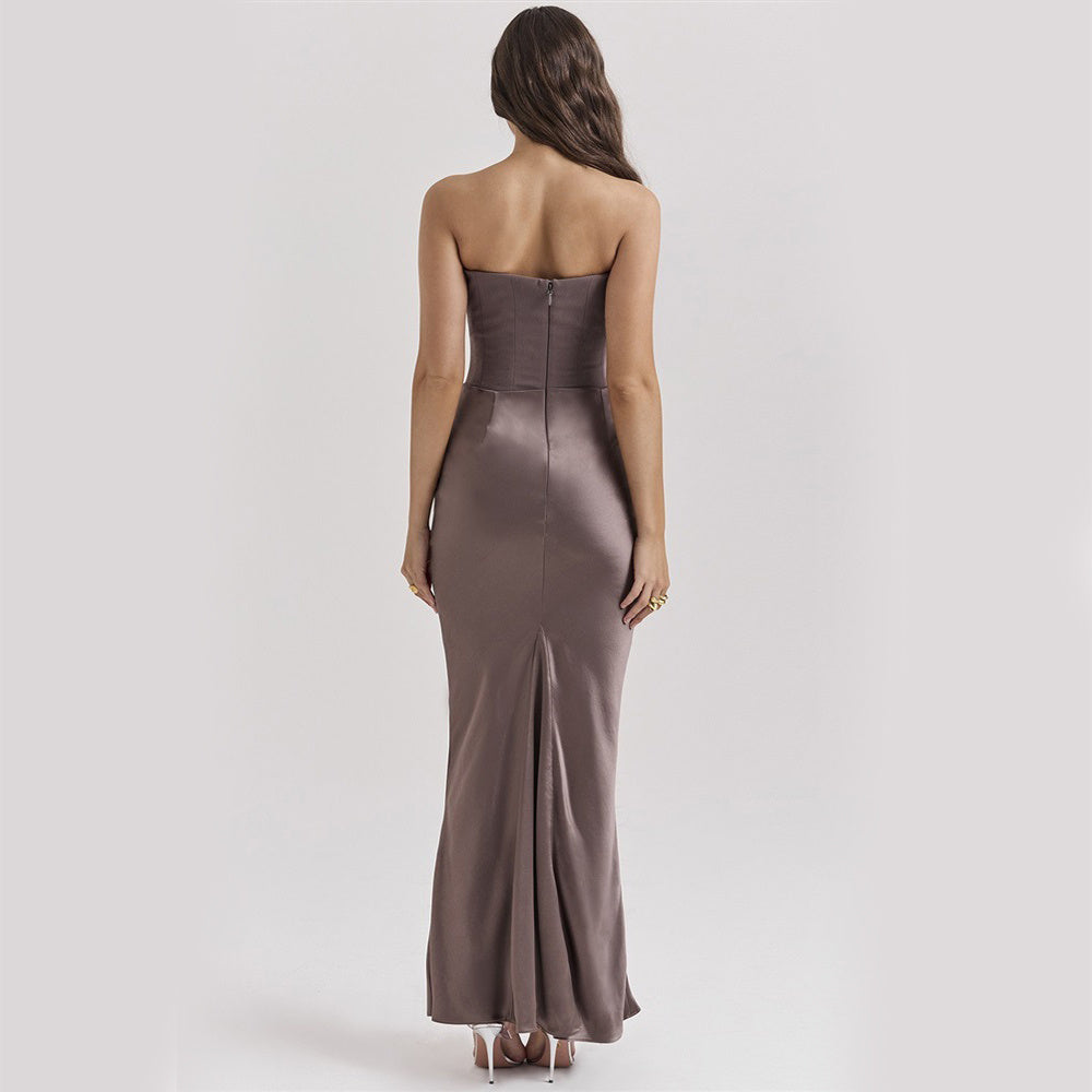 Sexy Slim Tube Top Long Dress - Fashion Bandeau Backless Party Evening Dresses For Women Clothing
