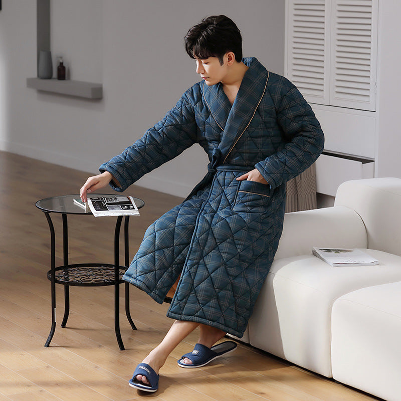 Pure Cotton Long Sleeved Autumn And Winter Bathrobe