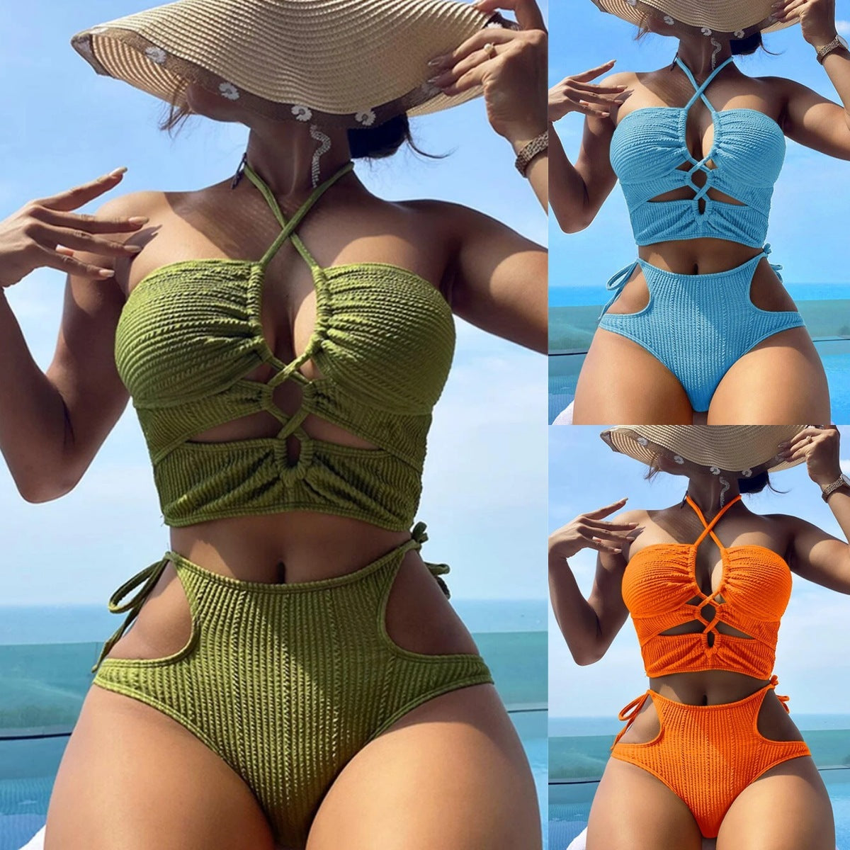 Bikini Split Swimsuit - Rope Tight Swimsuit