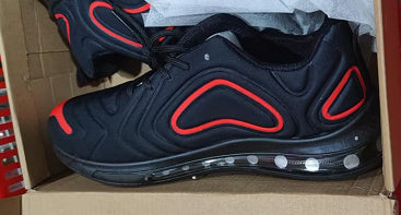 Casual Air Cushion Black Shoes - Men Outdoor Breathable Lace-up Sneakers Running Sports Shoes