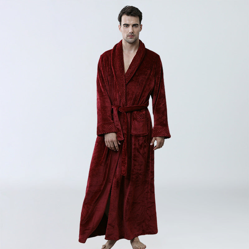 Men's Winter Coral Fleece Nightgown - Homewear Thickened Pajamas