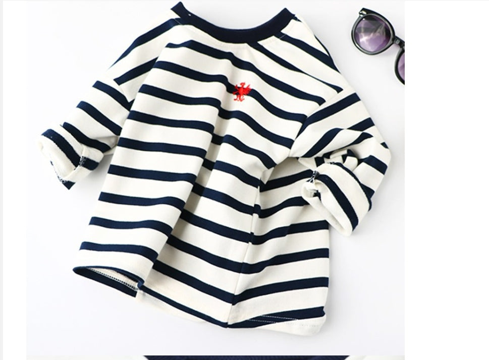Striped Black And White Pullover - Children's Long-sleeved Sweater