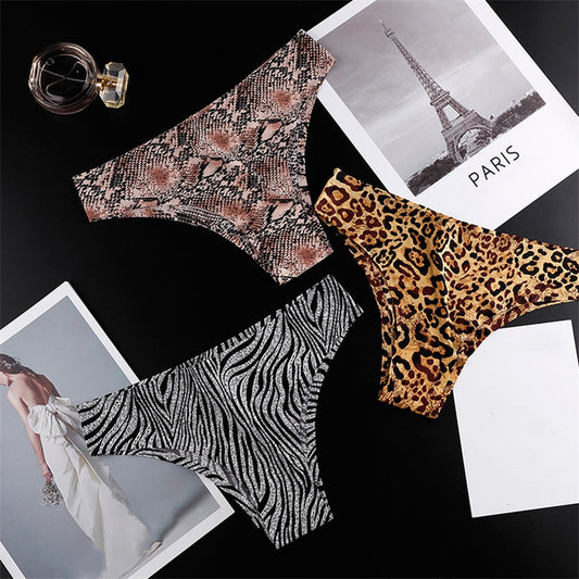 Printed Ice Silk Seamless Underwear - For Women With Low Waist