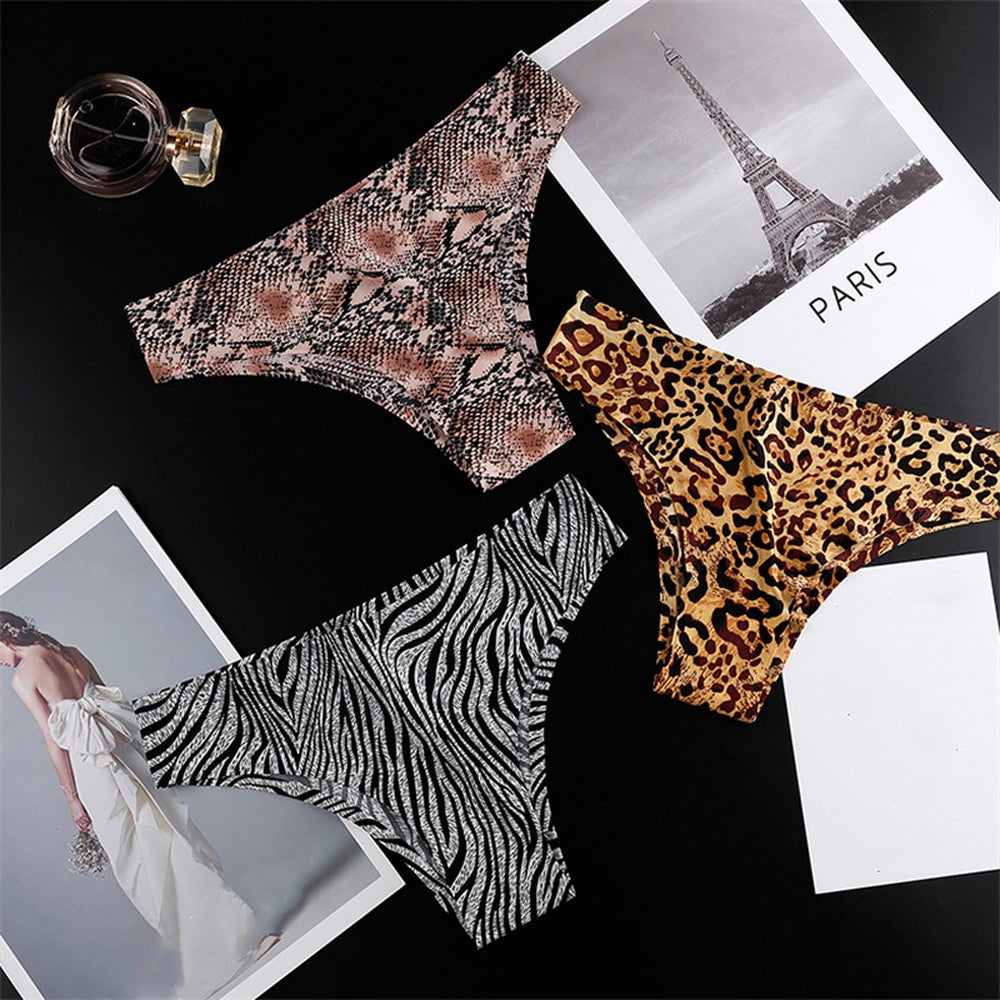 Printed Ice Silk Seamless Underwear - For Women With Low Waist