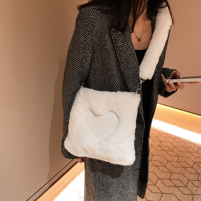 Love Handbags - Winter Plush Shoulder Bags For Women