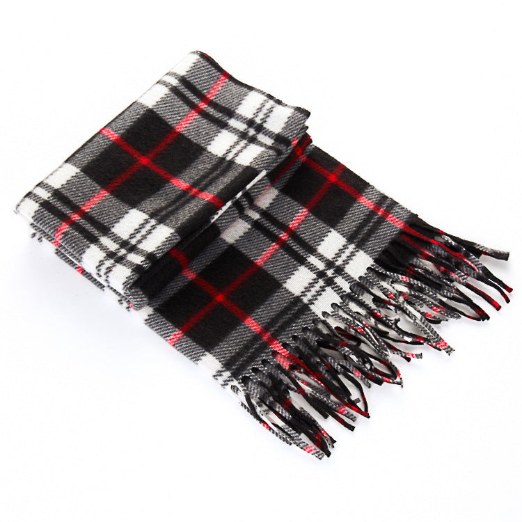 Autumn And Winter Black And White Plaid Plus-sized Thick Thermal Men's And Women's Scarf