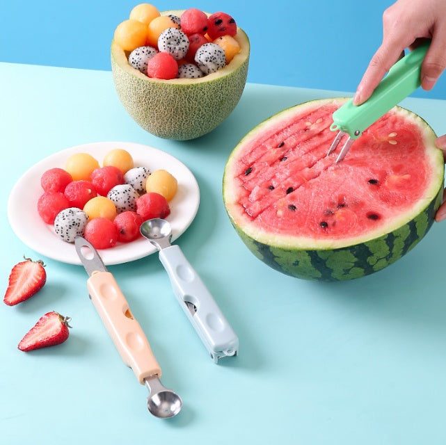 Stainless Steel Multifunctional 3-in-1 Watermelon Ball Digger & Fruit Slicer Tool! Stainless Steel Multifunctional Digging Spoon - JumoShop