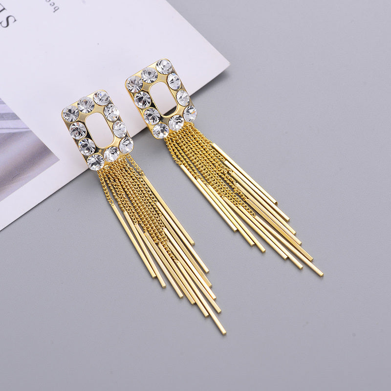 Elegant Zircon Tassel Earrings