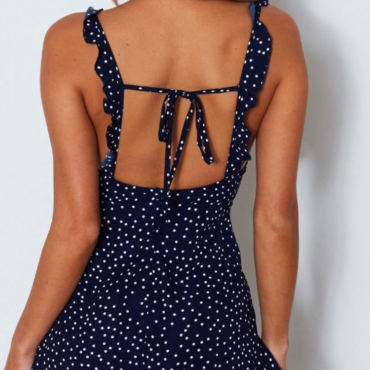 Polka-dot Strappy Dress - Summer Fashion Beach Sundress
