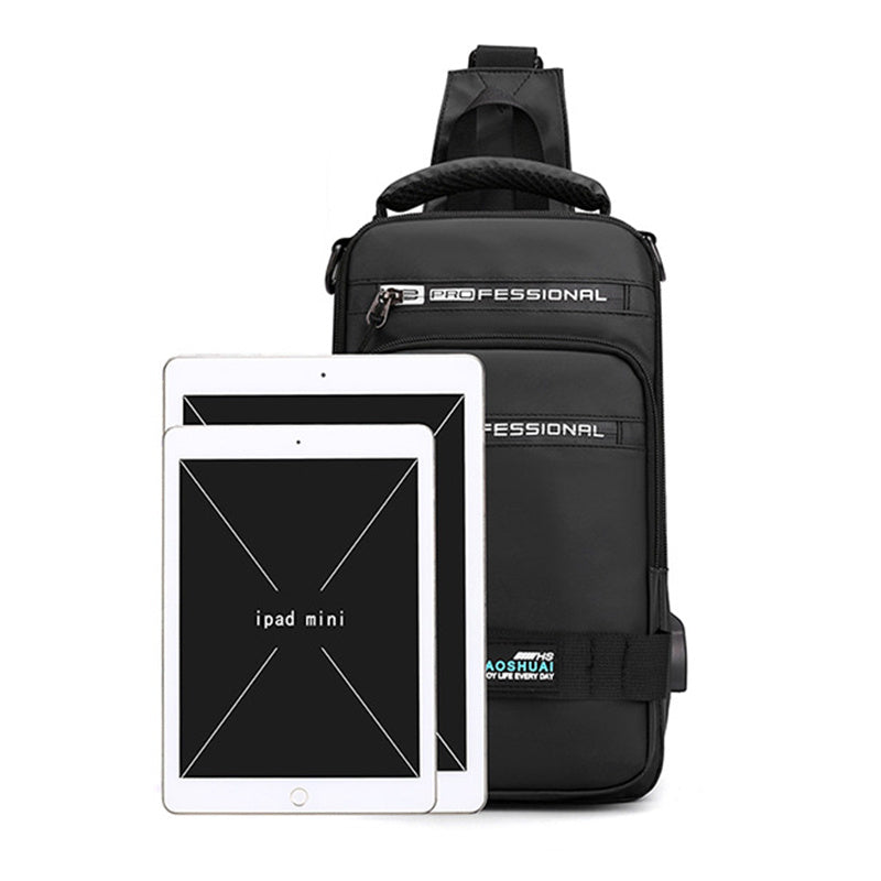 Multifunction Bags For Men - Nylon Backpack Crossbody Shoulder Bag With USB Charging Port
