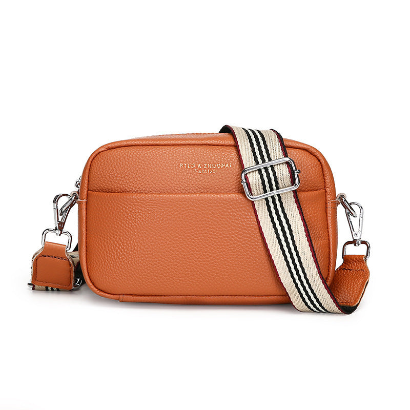 Simple Shoulder Messenger Bag - Top Layer Cowhide Small Square Bag