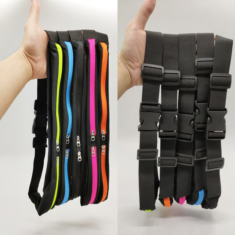 Sports Waist Bag With Double Pocket - Slim Zip Running Phone Belt Bags