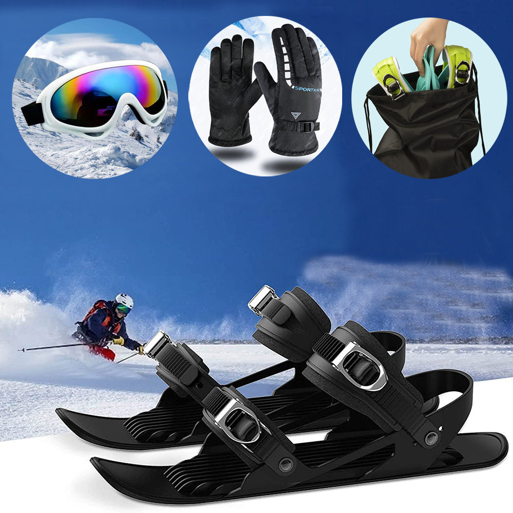 Mini Ski Skates Portable - Short Skiboard Adjustable Skates Shoes For Snow