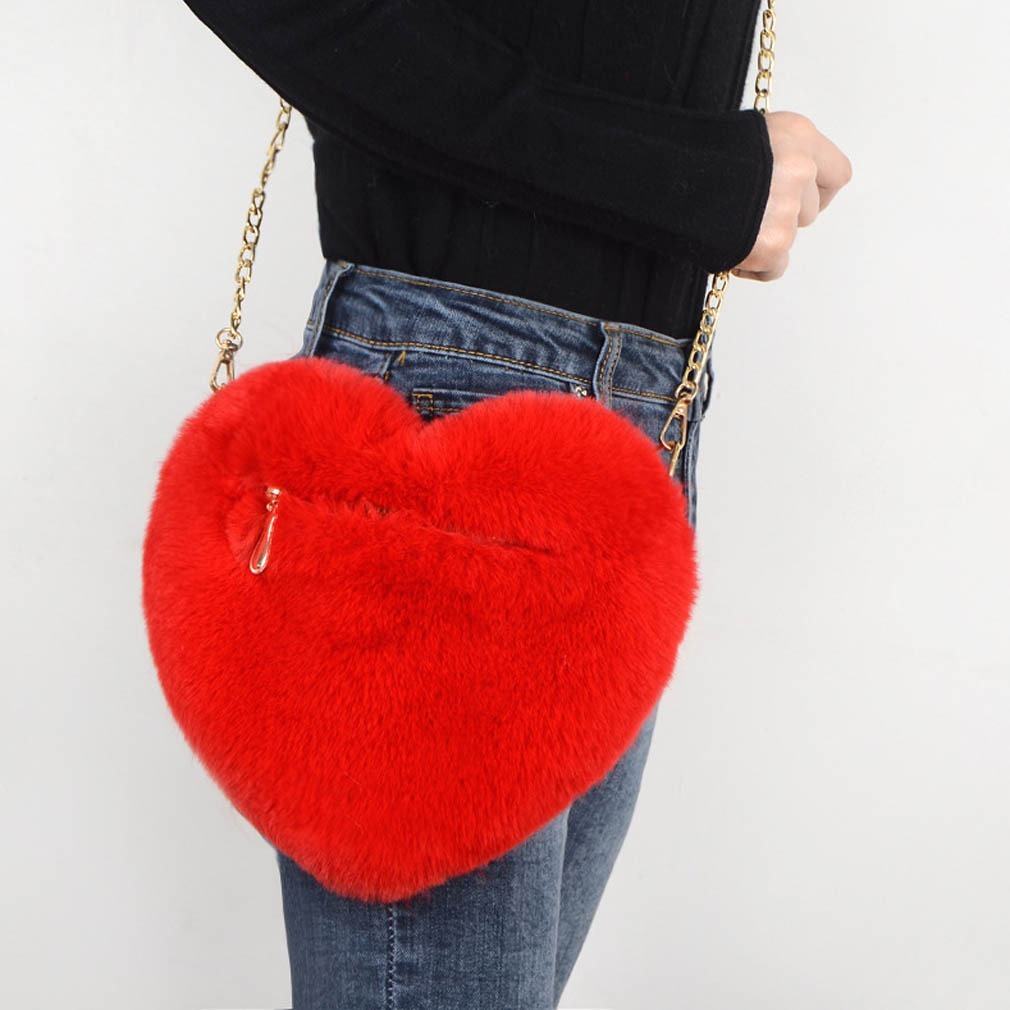 Love Bags For Women - Plush Chain Shoulder Bags Valentine's Day Party Bag