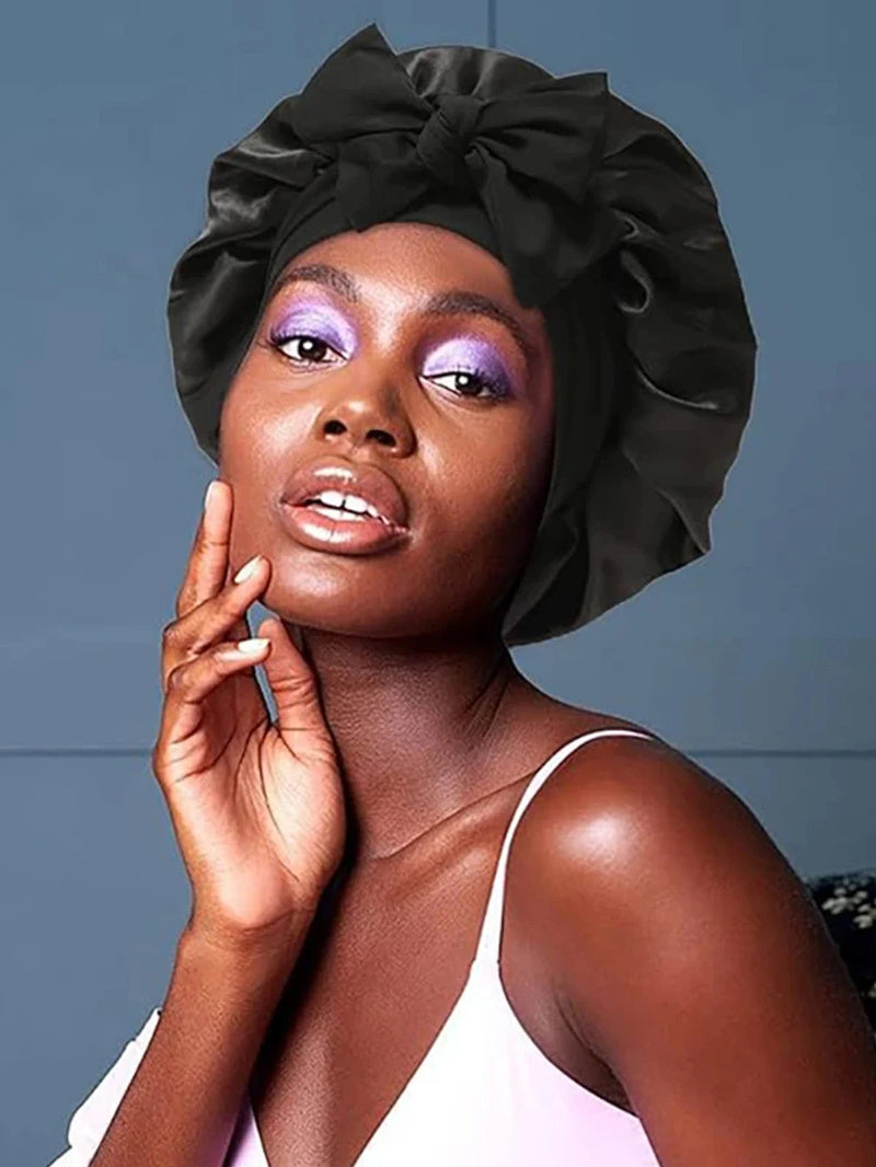 New Silk Bonnet - Women Satin Bonnet Hair Bonnet Night Sleep Cap Scarf Wrap For Curly Hair With Tie Band For Curly Hair