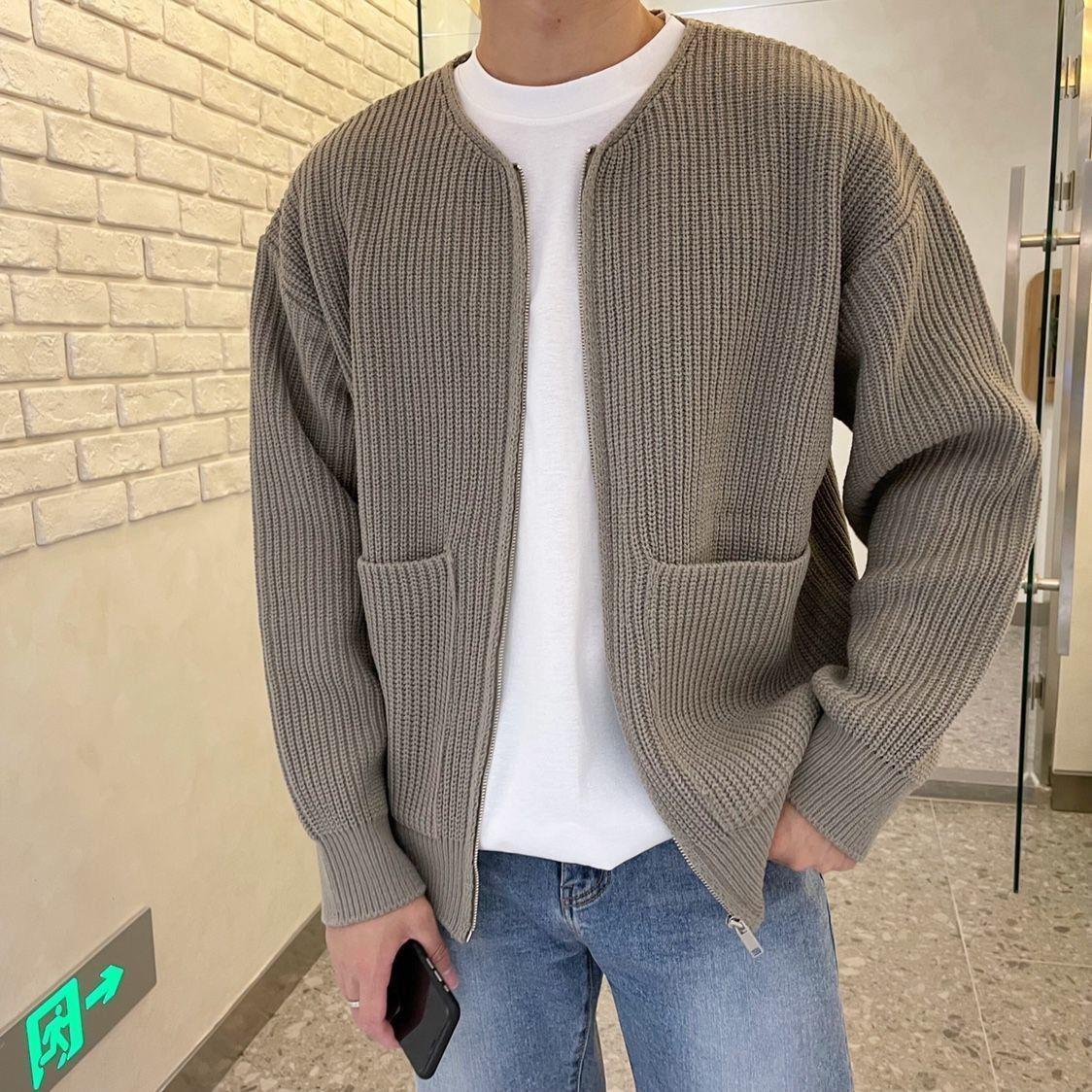 Men's Zip-Up Knitted Cardigan