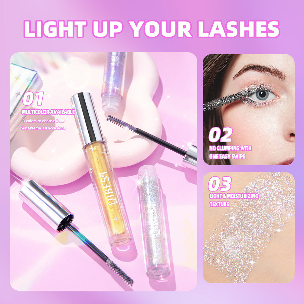 Violet Glitter Lash Mascara - Curling Extension Fast Dry Sequins Eye Black