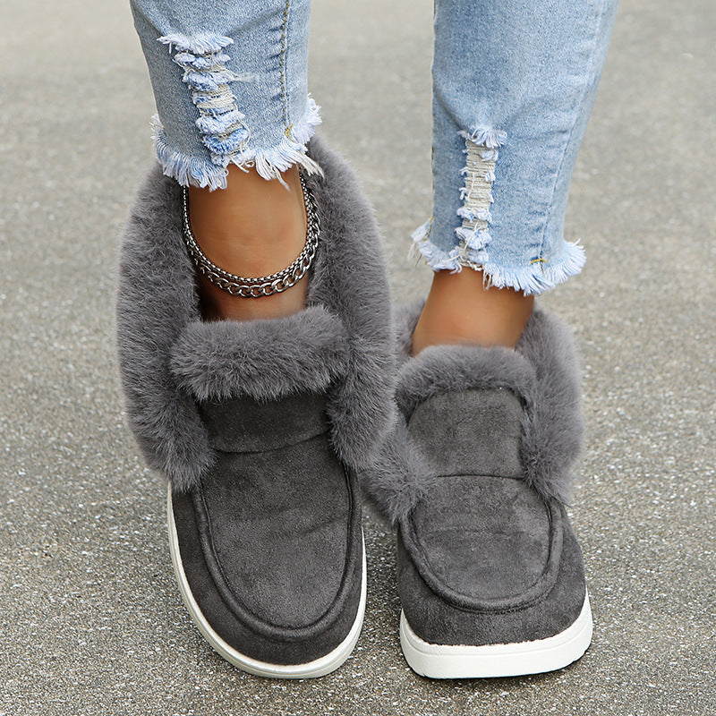 Snow Boots - Warm Winter Shoes, Plush Fur Ankle Boots Women