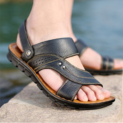 Men's Sandals - Summer Beach Shoes Adjustable Back Strap Design Slippers Slides