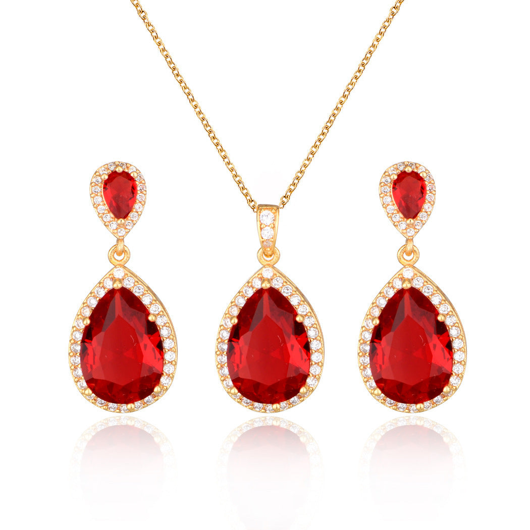 Luxury Bright Zircon Water Drops Wedding Jewelry Set - Bridal Wedding Jewelry Simple Graceful