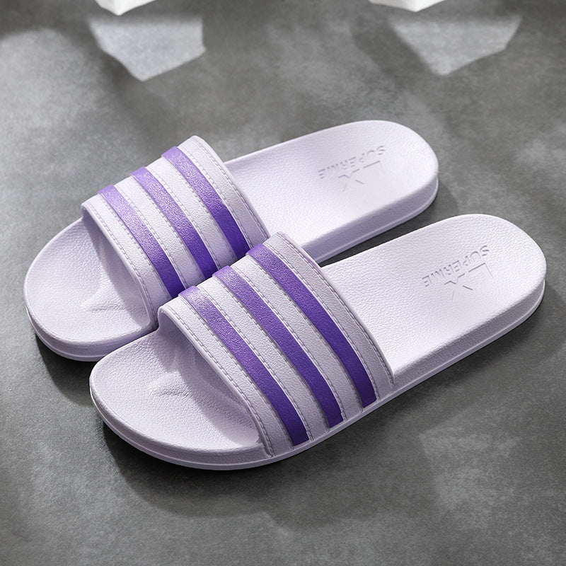 White Stripes Slippers For Women And Men -- Bathroom Slippers Home Shoes