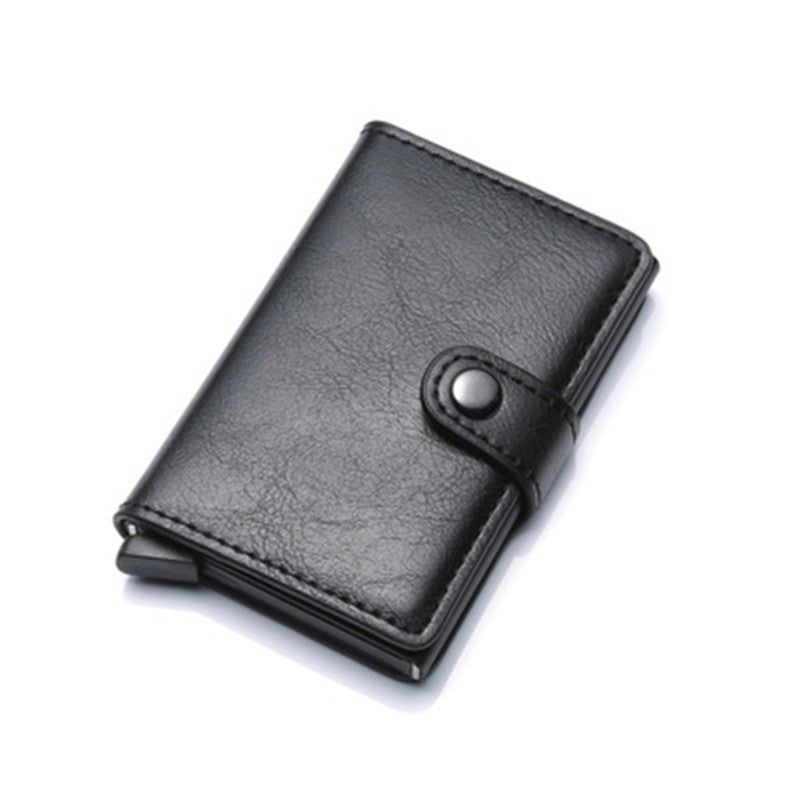 Anti-theft Men Vintage Wallet - Aluminum Metal Purse Leather Cover