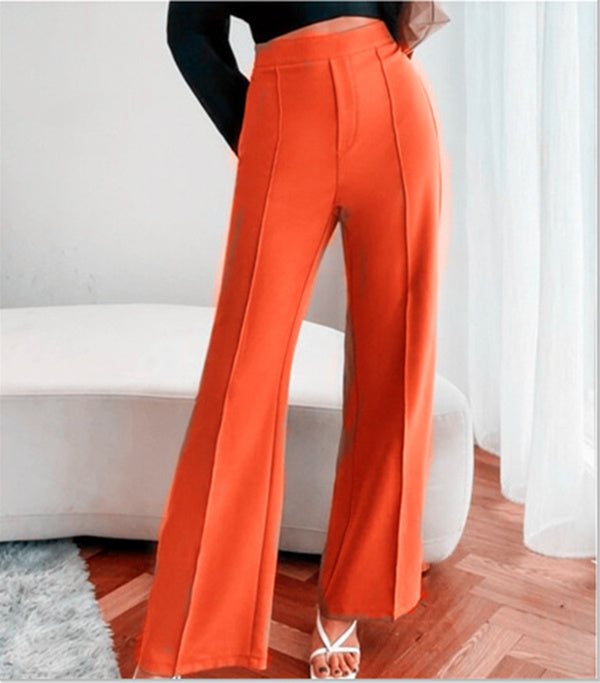 Loose Straight Pants - Women High Waist Casual Trousers