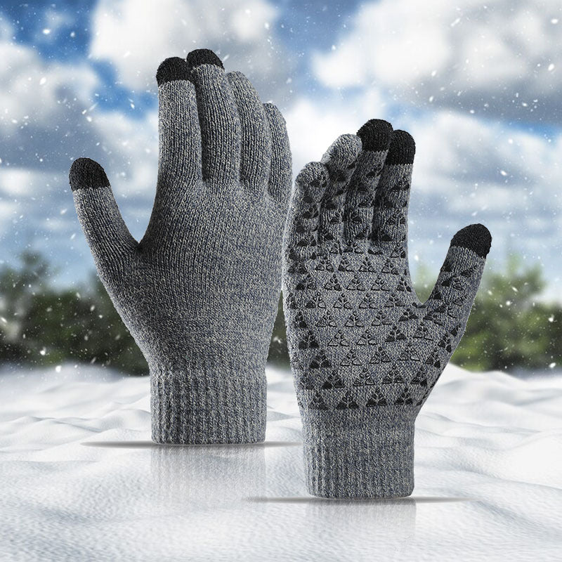 Winter Knitted Gloves For Men And Women Warm - Cycling Anti-Cold Anti-Slip Triangular Offset Warm Gloves