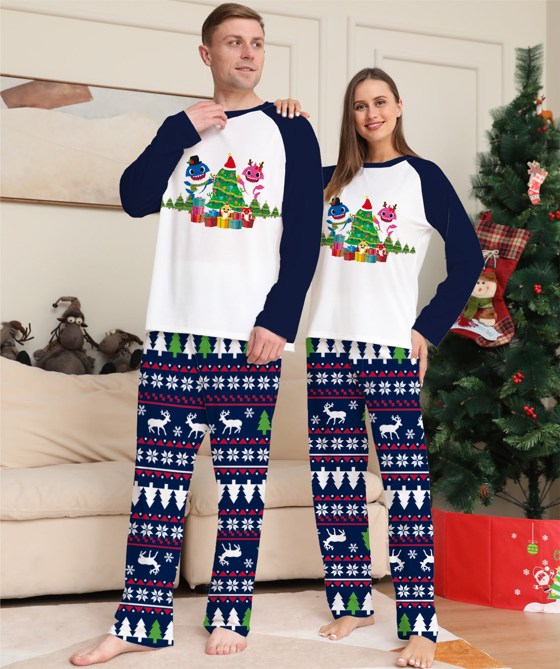 Family Matching Christmas Pajamas Set - Xmas Long Sleeve Sleepwear Nightwear For Couples Kids Baby