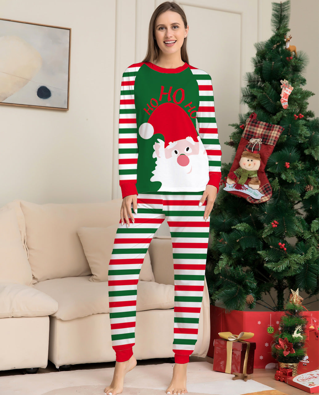 Christmas Family Pajamas Matching Sets - Red Stripe Xmas Holiday Sleepwear Jammies Long Sleeve PJs Outfits