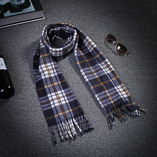 Autumn And Winter Black And White Plaid Plus-sized Thick Thermal Men's And Women's Scarf