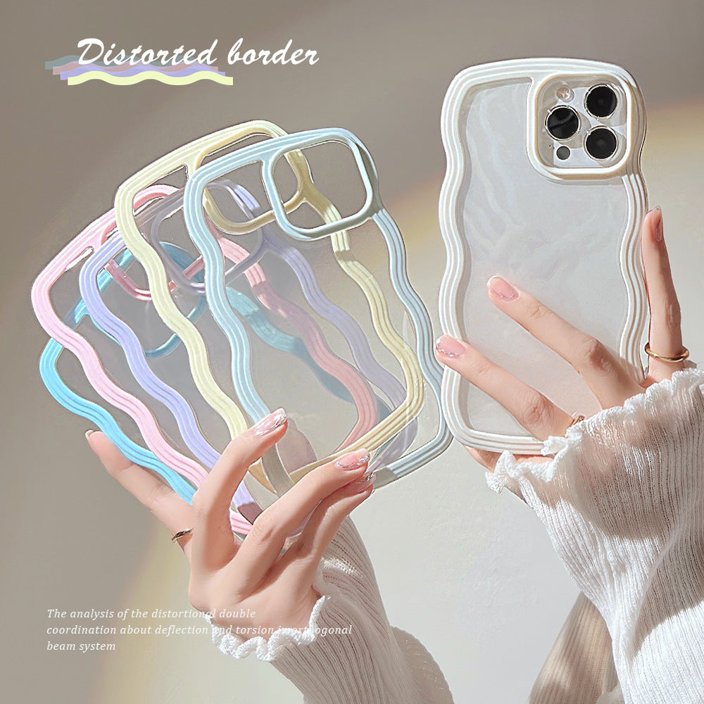 Wave Border Mobile Phone Case - Solid Color Simple Candy Color