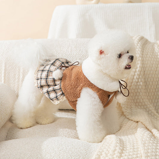 Fashion New Puppy Cute Bear Dress – Cozy & Adorable Tank Skirt with Scarf