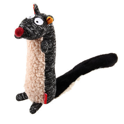 Interactive Squeaky Plush Toys for Dogs & Cats - Sponge Raccoon, Fox & Skunk