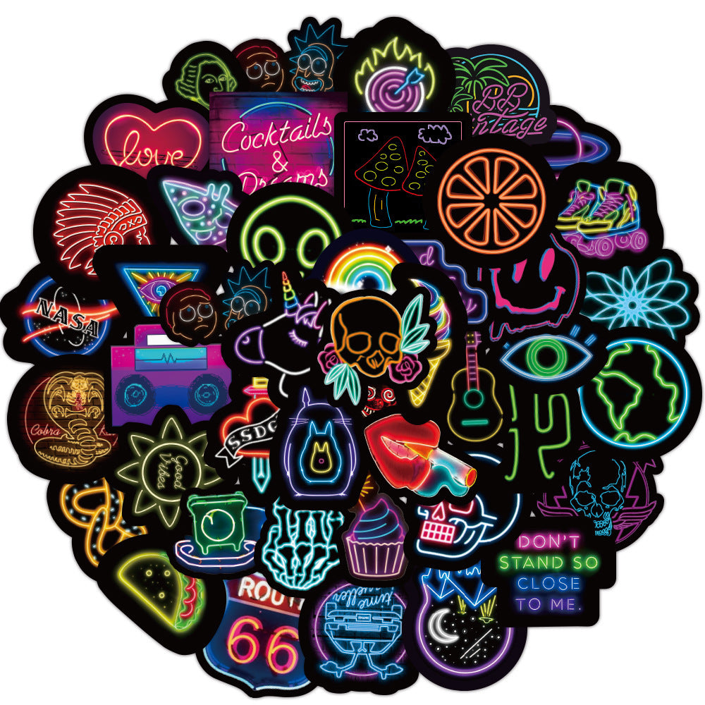 50 Neon Graffiti Stickers - Decorative Waterproof Stickers - JumoShop