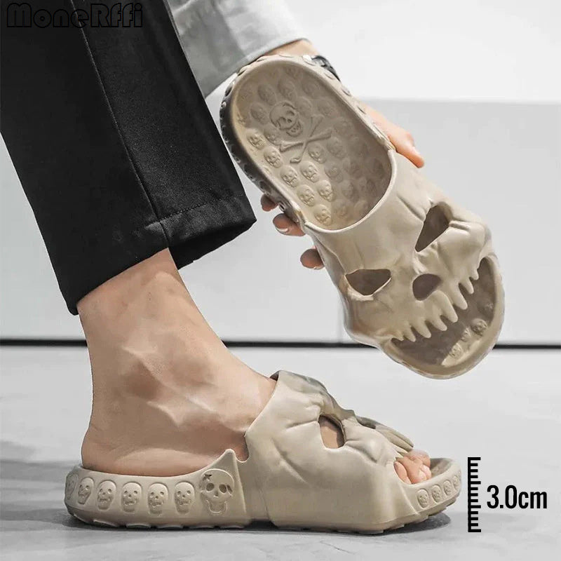 Personalized Skull Design - Halloween Slippers Bathroom Indoor Outdoor Funny Slides Beach Shoes