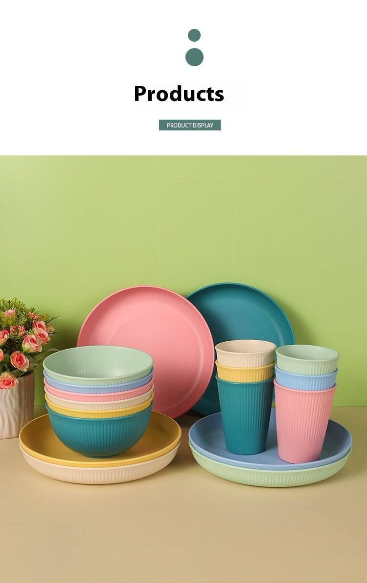 Wheat Straw Vertical Grain Bowl Saucers 4 Pack