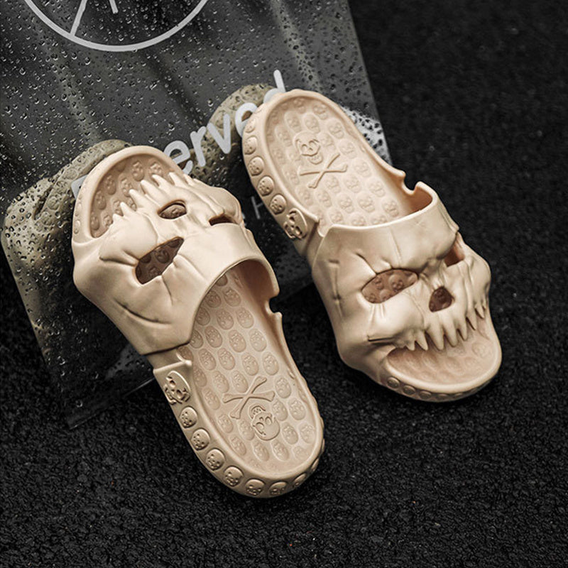 Personalized Skull Design - Halloween Slippers Bathroom Indoor Outdoor Funny Slides Beach Shoes