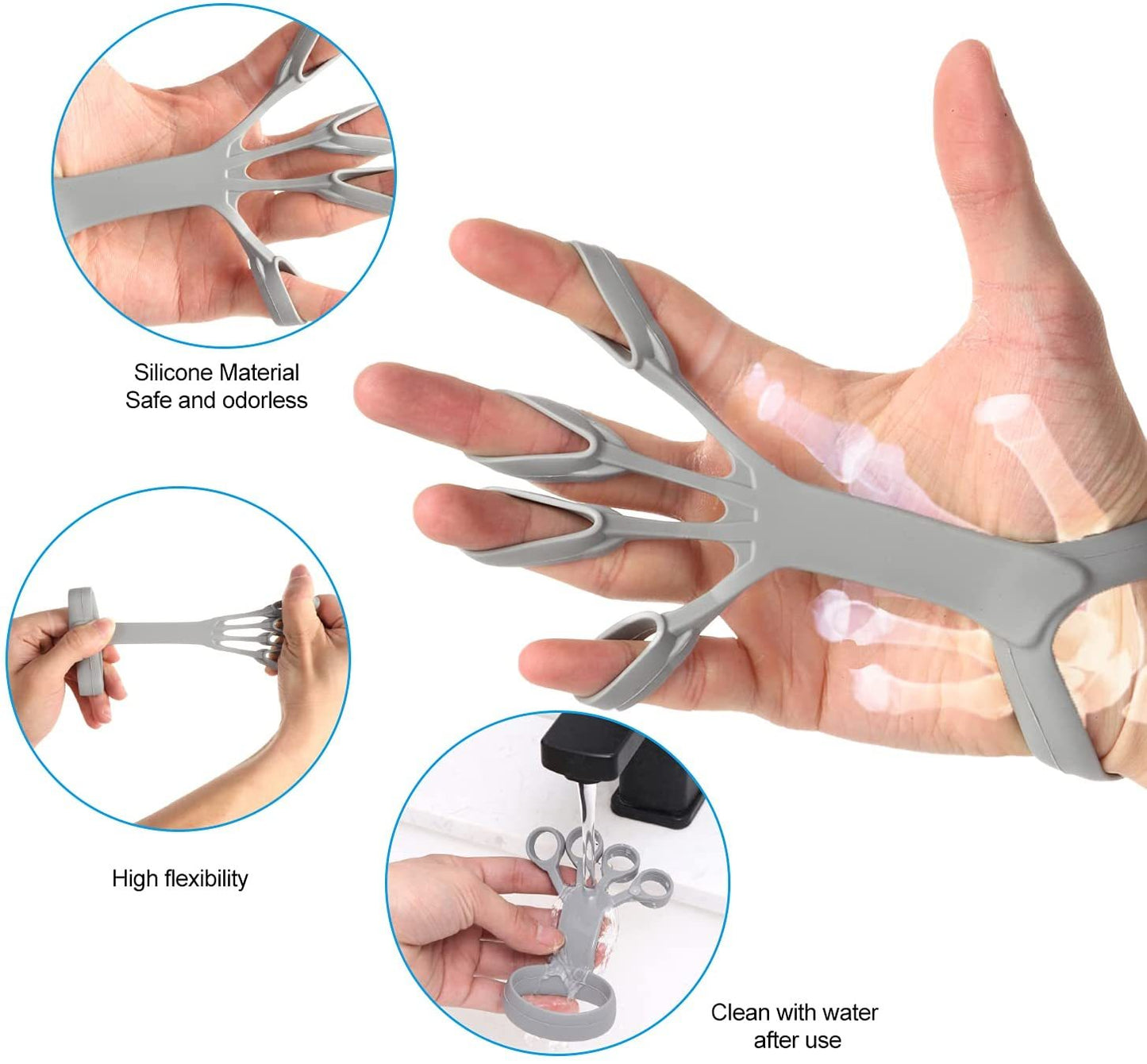 Silicone Grip Device Finger Exercise Stretcher - Arthritis Hand Grip Trainer Strengthen Rehabilitation Training To Relieve Pain