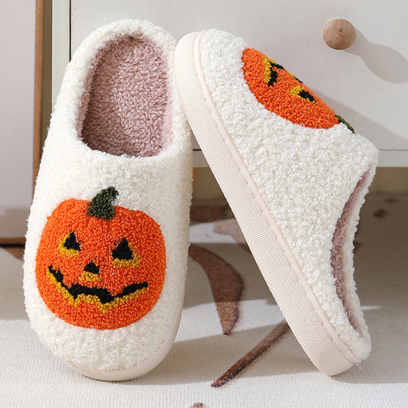 Halloween Pumpkin Cartoon Slippers - Warm Winter Slippers Men And Women Couples Indoor House Shoes