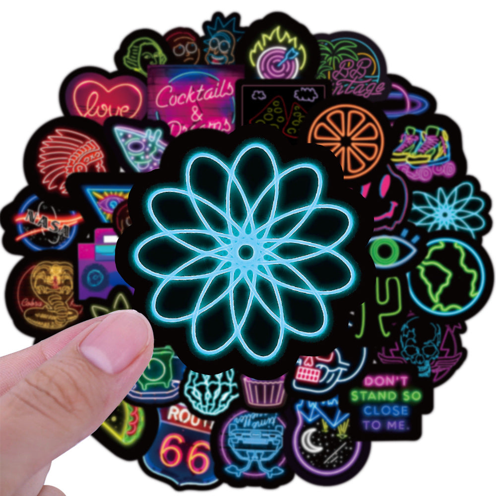 50 Neon Graffiti Stickers - Decorative Waterproof Stickers - JumoShop