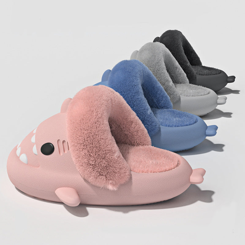 Winter Shark Slippers - Detachable Warm Fuzzy Slippers Bedroom House Shoes Women