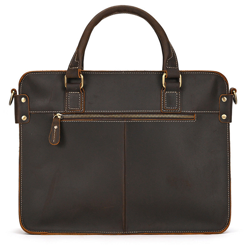 14-inch Commuter Business Briefcase - Retro Crazy Horse Leather Briefcase