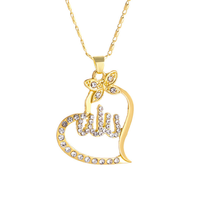 Creative Heart Full Diamond Fashion Hollowed-out Necklace