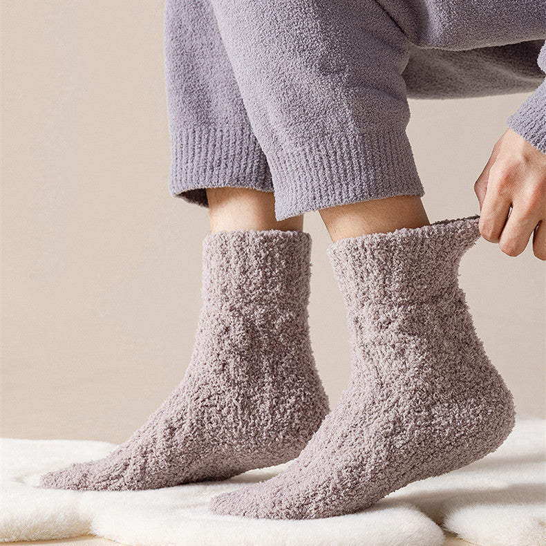 Winter Warm Fuzzy Coral Fleece Socks - Women Men Velvet Thickened Home Sleepping Floor Socks
